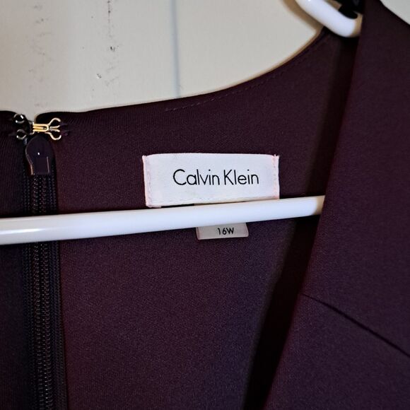 NEW Kelvin Clein Purple Lace Sleeve Sheath Dress Plus Size 16W Evening - Picture 5 of 13